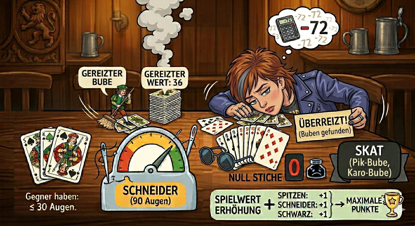 Illustration Überreizt beim Skat